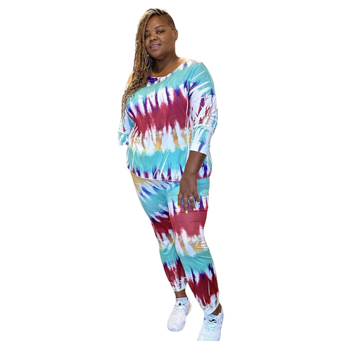 The Mutilcolored Tie Dye Jogging Set XL - Fabulously Dressed Boutique 