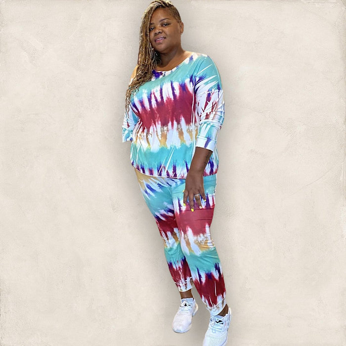 The Mutilcolored Tie Dye Jogging Set XL - Fabulously Dressed Boutique 