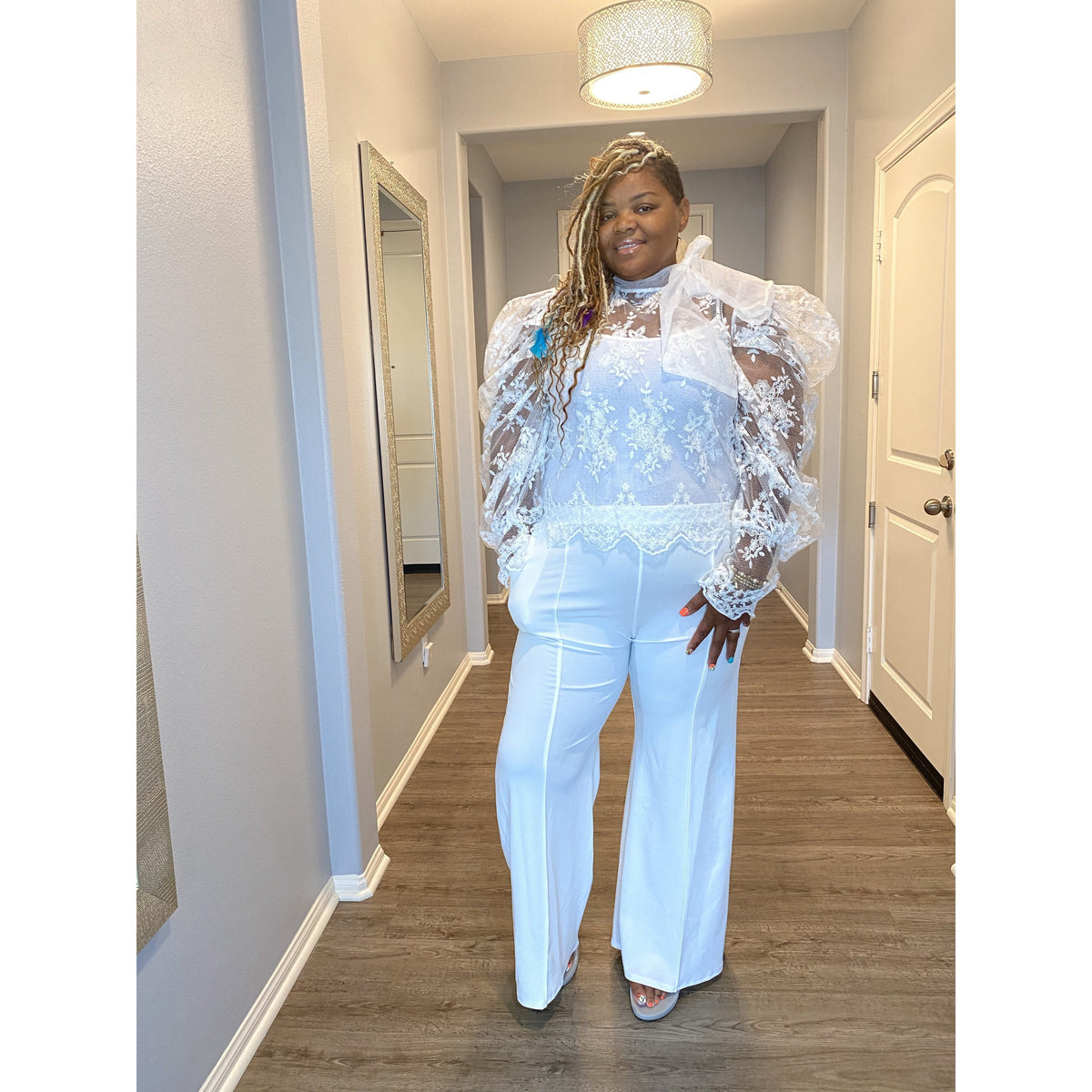 The Oh So Sophisticated White Lace Top - White / Large - 