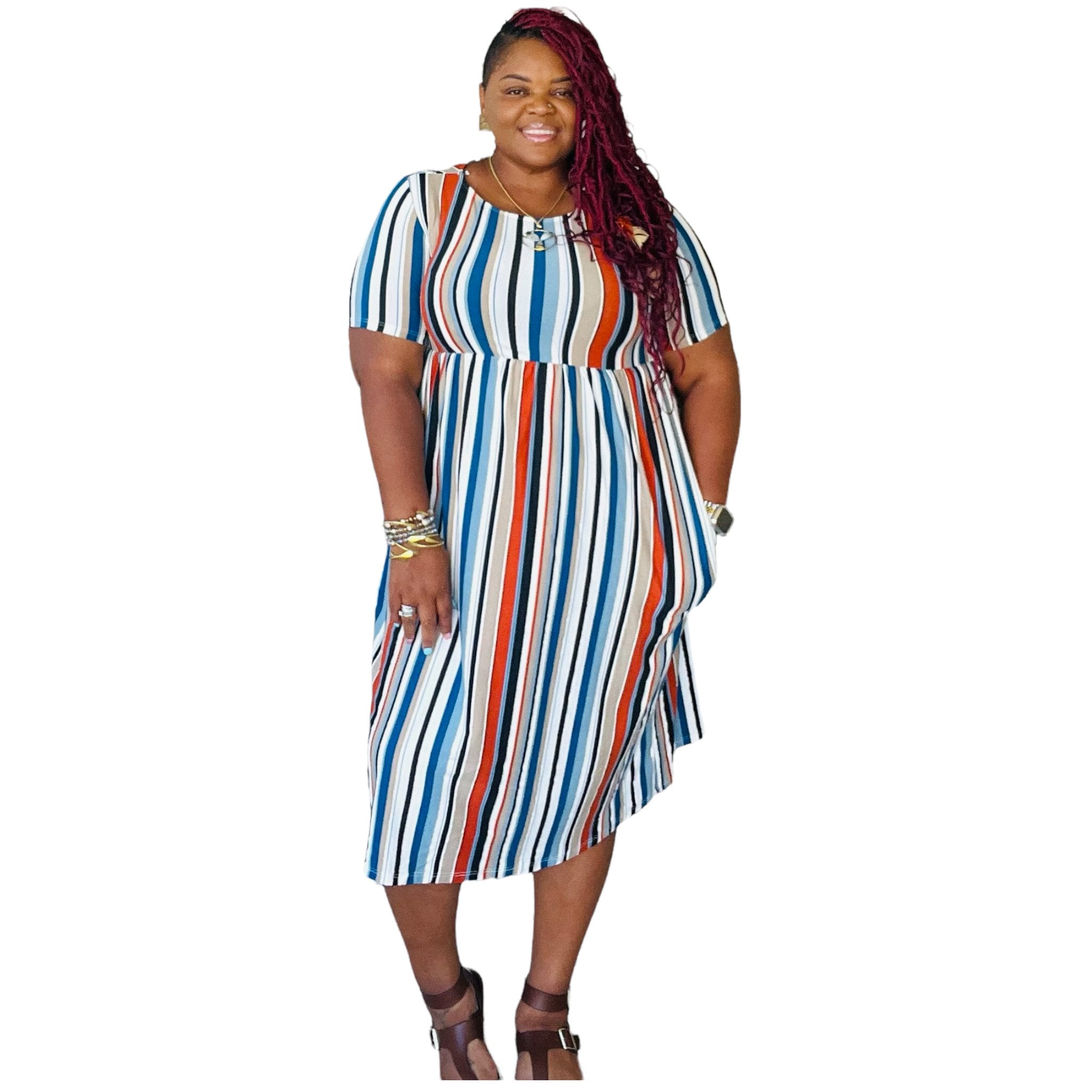 The Whitney Stripe Baby Doll Dress - Fabulously Dressed Boutique 