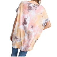 Tie Dye Printed Asymmetric Hemline Top With Leggings - Fabulously Dressed Boutique 