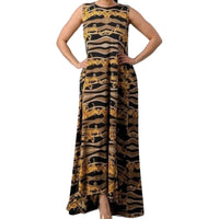 Woman’s Plus Black And Gold Maxi Dress - Fabulously Dressed Boutique 