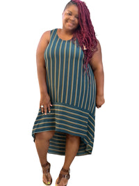 Casual Striped Plus Size Maxi Dress - Fabulously Dressed Boutique 