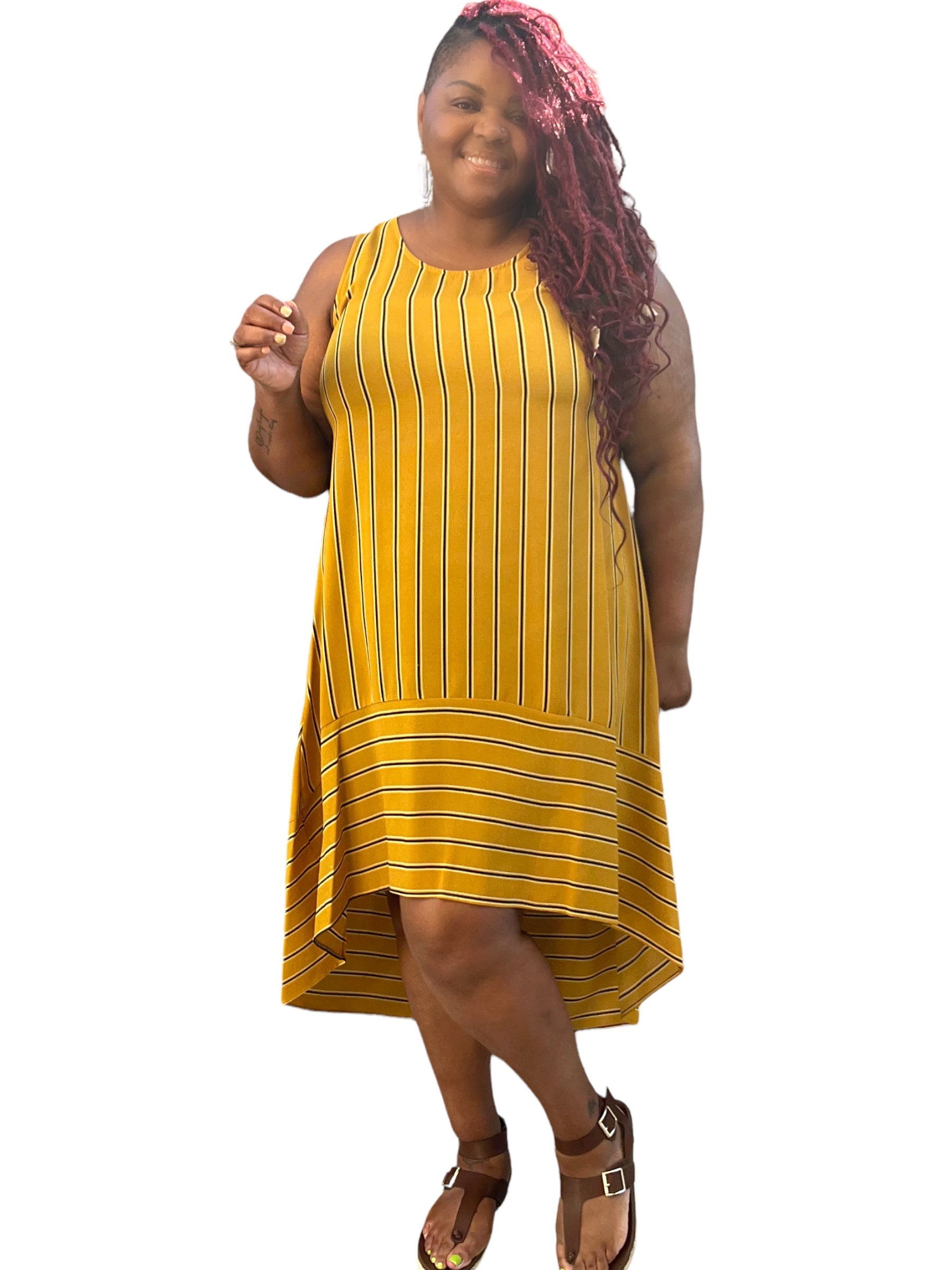 Casual Striped Plus Size Maxi Dress - Fabulously Dressed Boutique 
