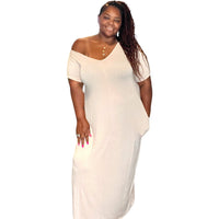 Women's Everyday V-neck Maxi Dress With Pockets - Fabulously Dressed Boutique 