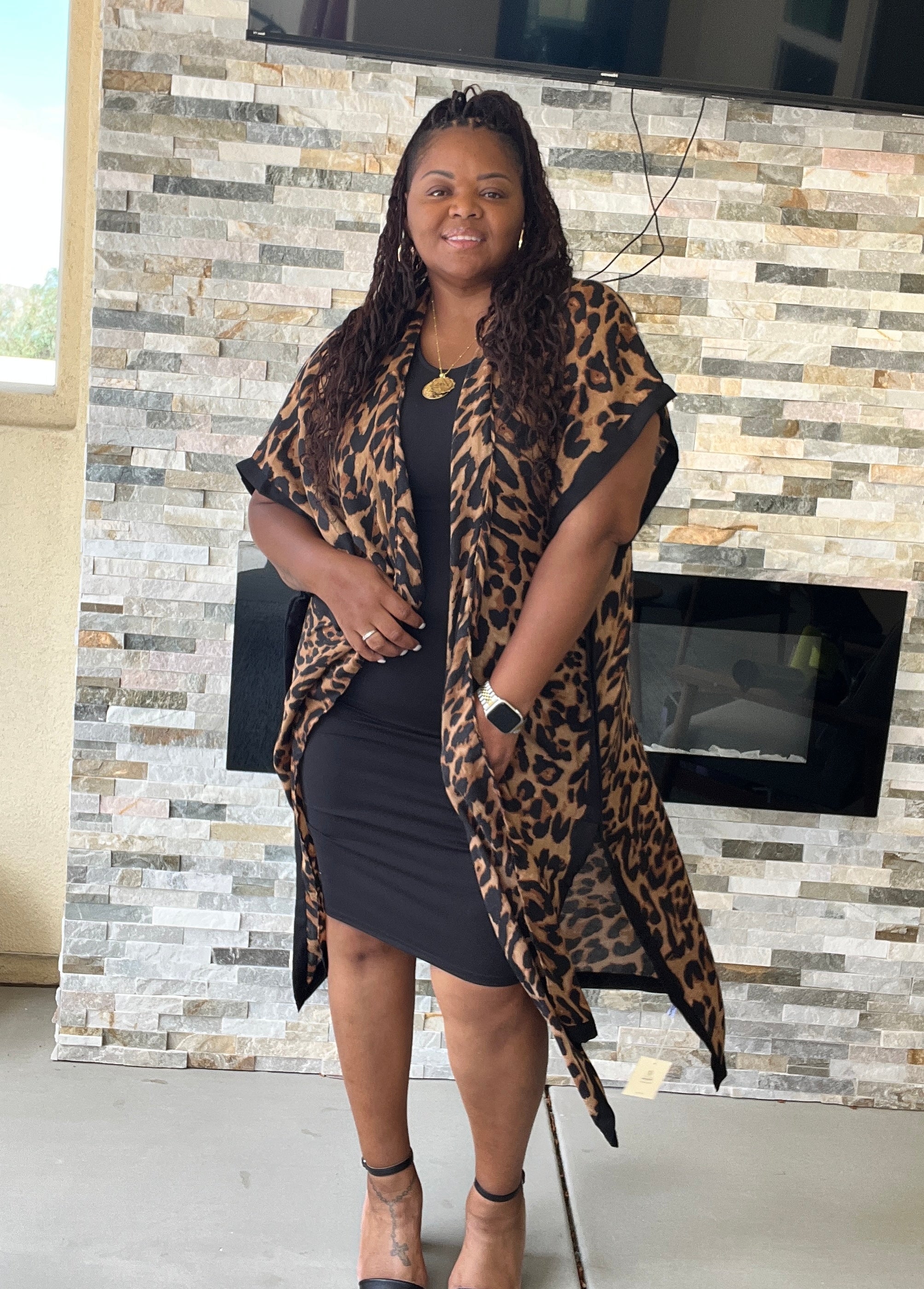 Leopard print deals kimono dress