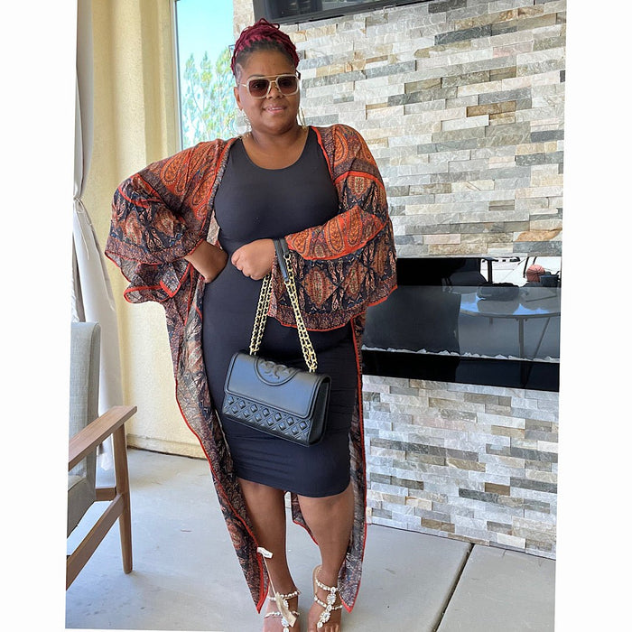 Women’s Paisley Print Side Slit Kimono - Fabulously Dressed Boutique 