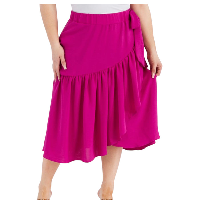 Women's Plus Size Airflow Midi Skirt With A Bow - Fabulously Dressed Boutique 