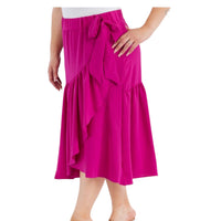 Women's Plus Size Airflow Midi Skirt With A Bow - Fabulously Dressed Boutique 