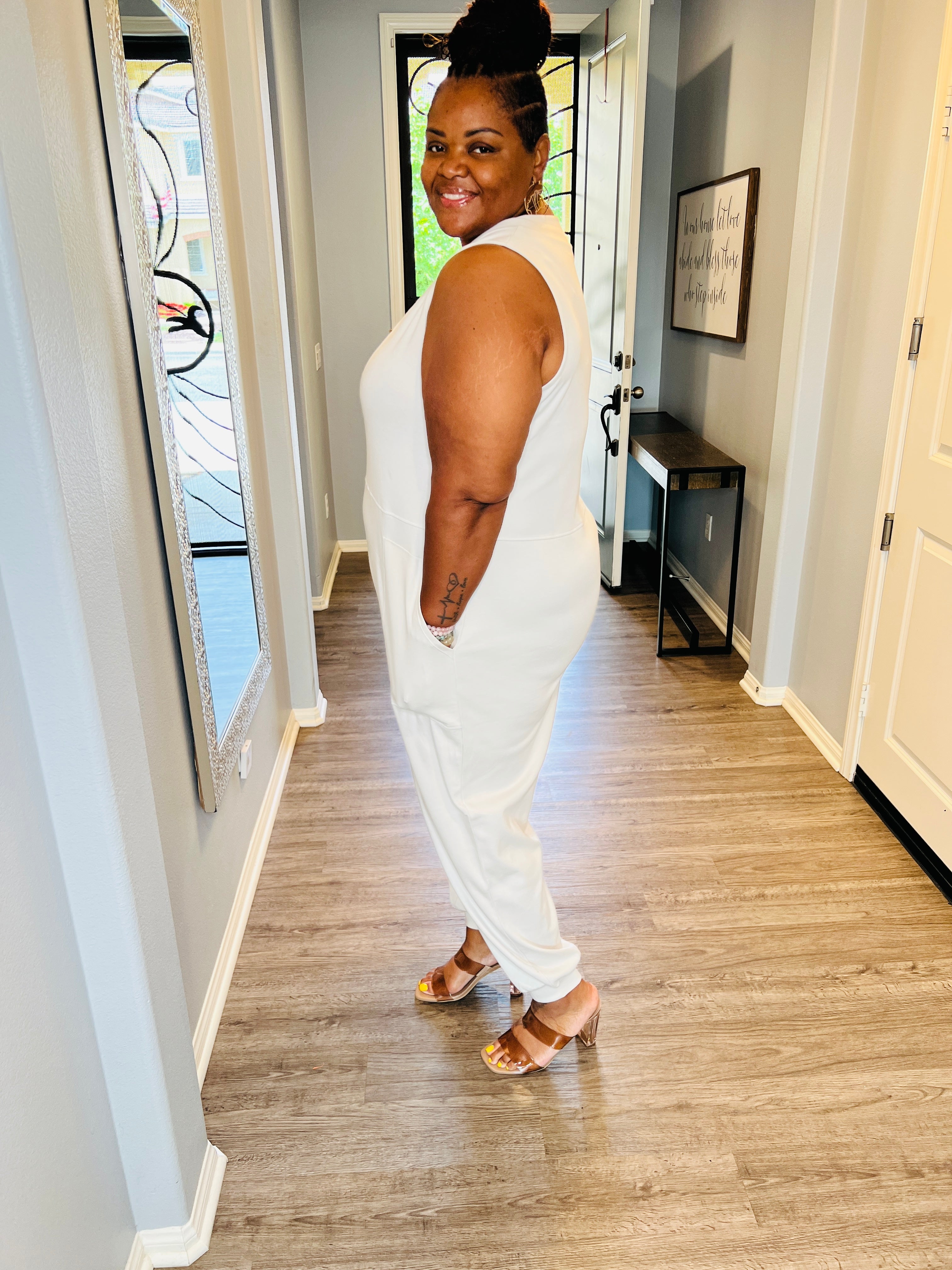 White sales baggy jumpsuit