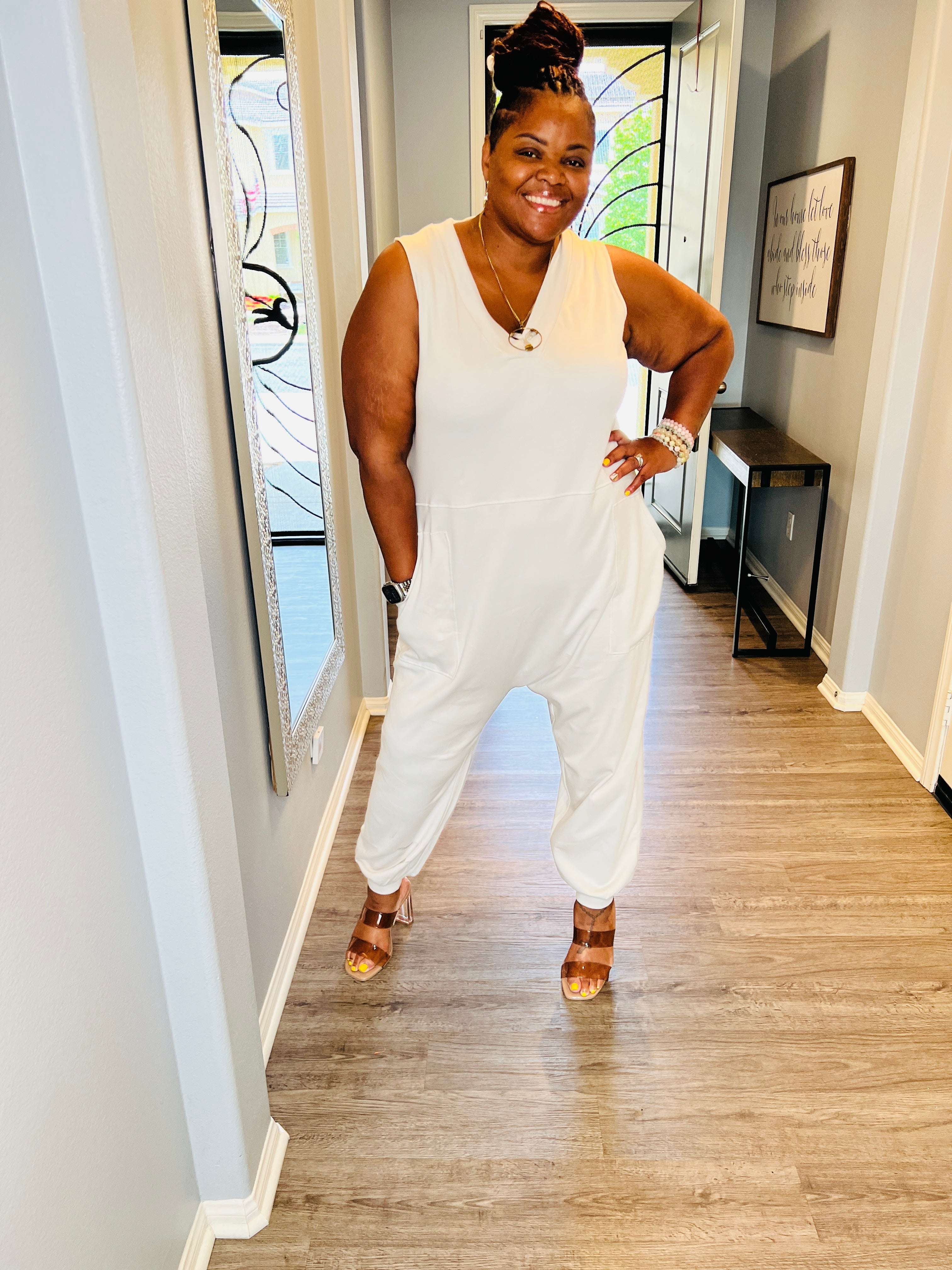 White deals baggy jumpsuit