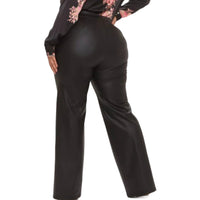 Plus Size Black Faux Leather Wide Leg Pants - Fabulously Dressed Boutique 