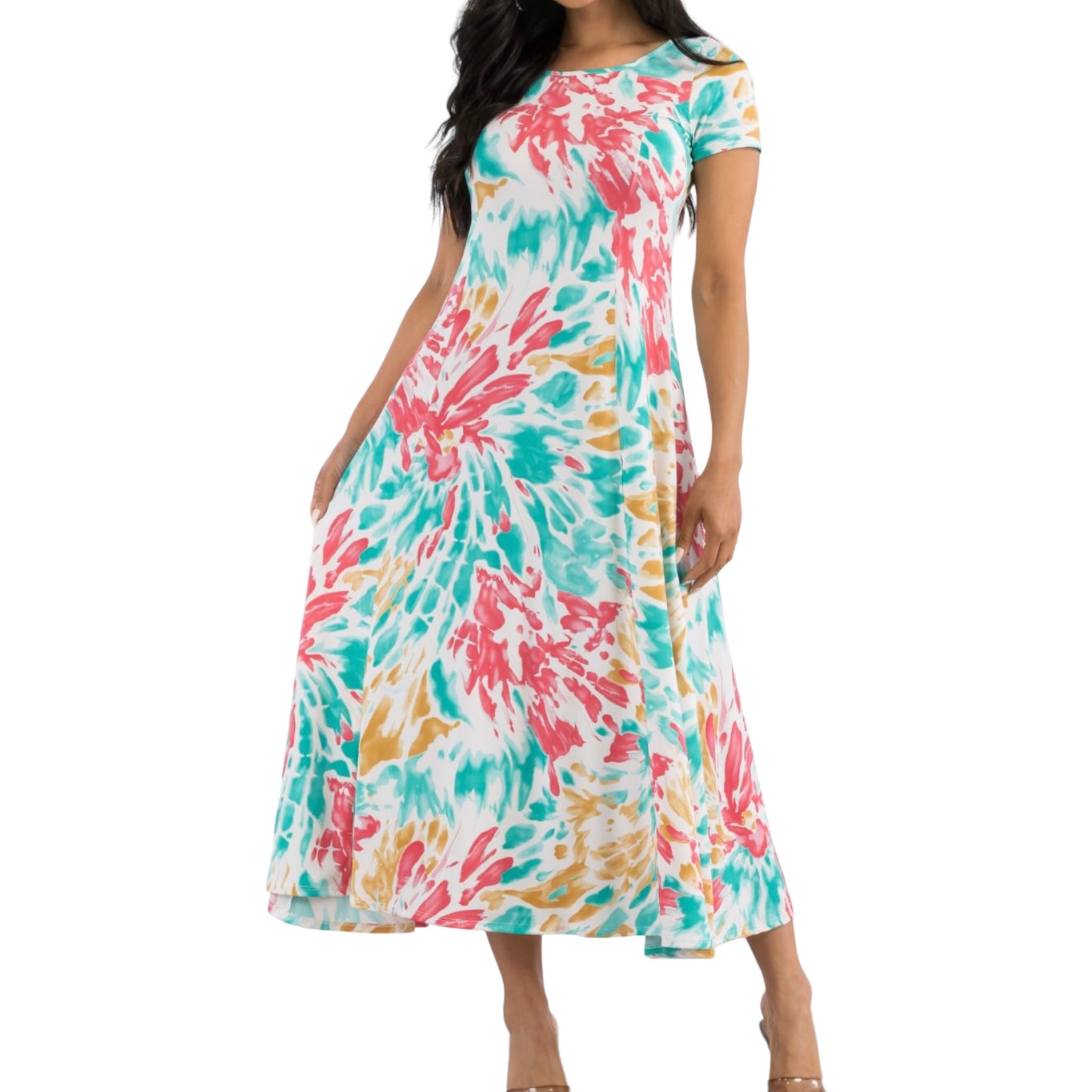 Women’s Plus Size Blushed Midi Dress - Fabulously Dressed Boutique 