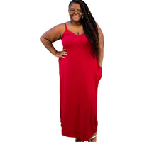 Plus Size Cami Maxi Dress with Pockets - Fabulously Dressed Boutique 