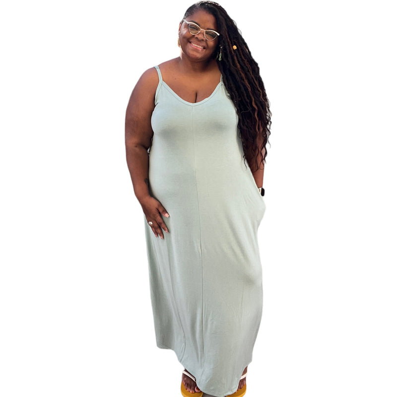 Plus Size Cami Maxi Dress with Pockets - Fabulously Dressed Boutique 