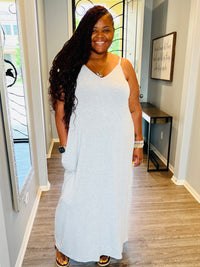 Women's Plus Size Cami Maxi Dress with Pockets - Fabulously Dressed Boutique 