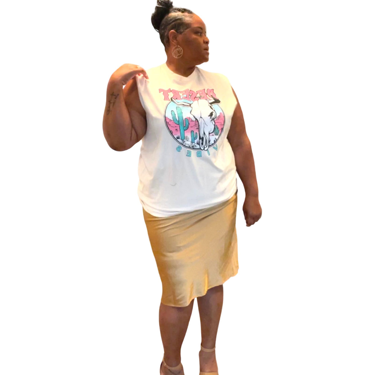 Women’s Plus Size Dessert Vibe Sleeveless Top - Fabulously Dressed Boutique 