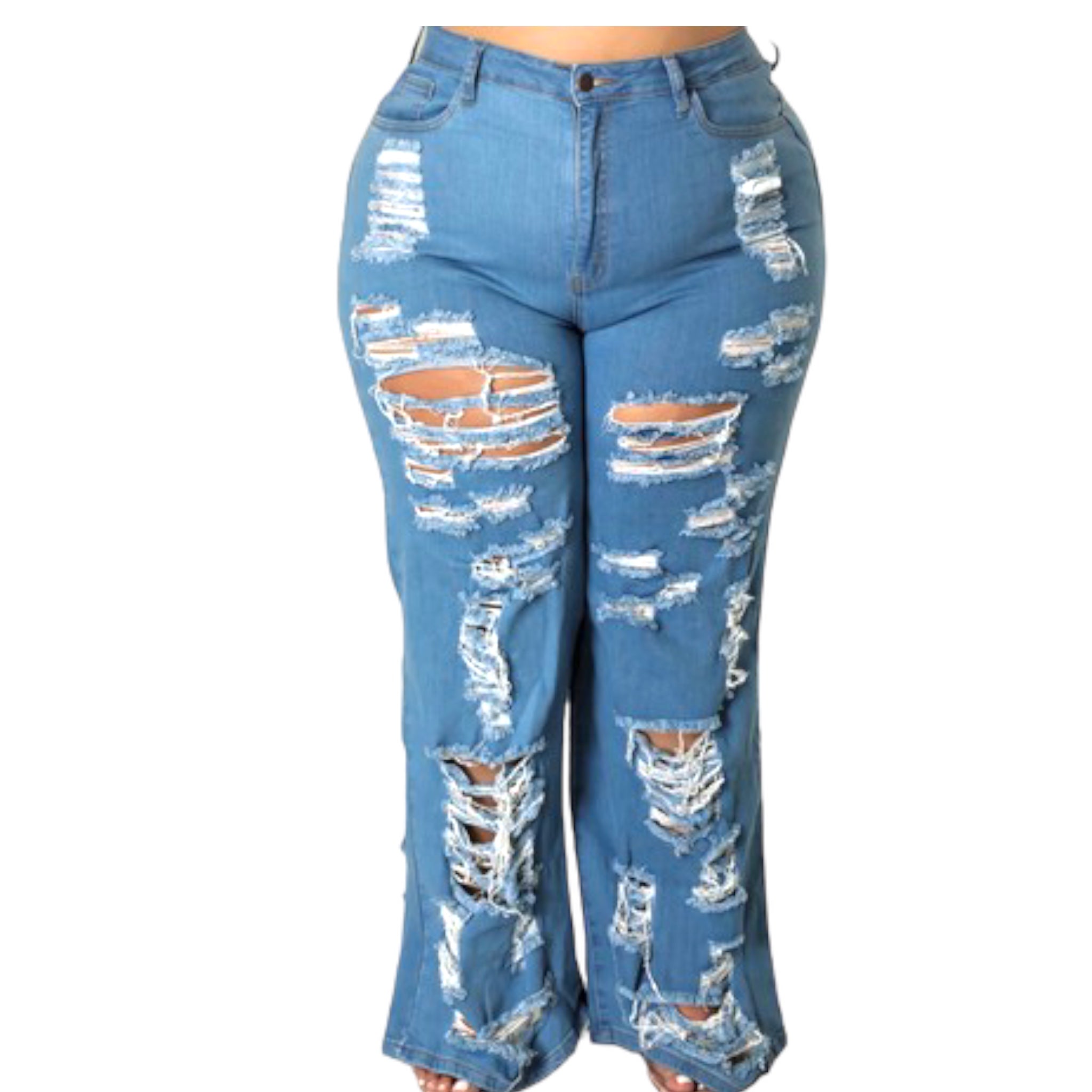 Plus size distressed 2025 flare jeans