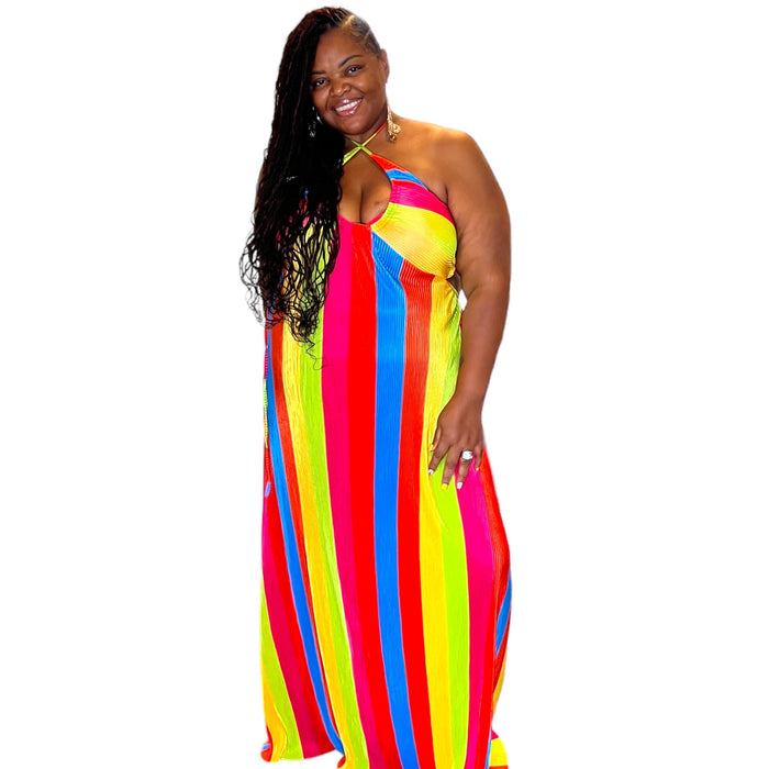 Women's Plus Size Elegant Halter Maxi Dress - Fabulously Dressed Boutique 