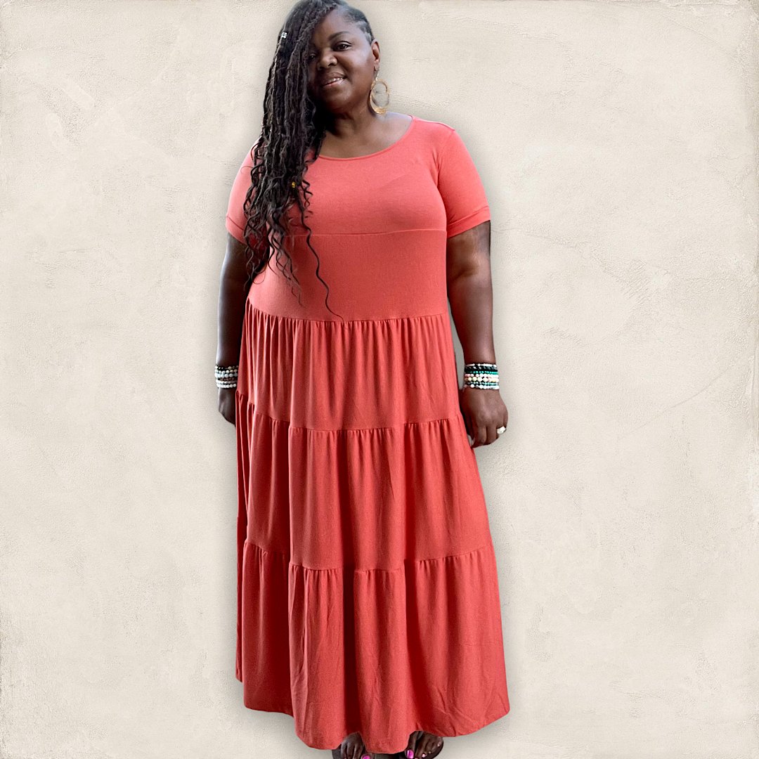 Plus size fit on sale and flare maxi dress