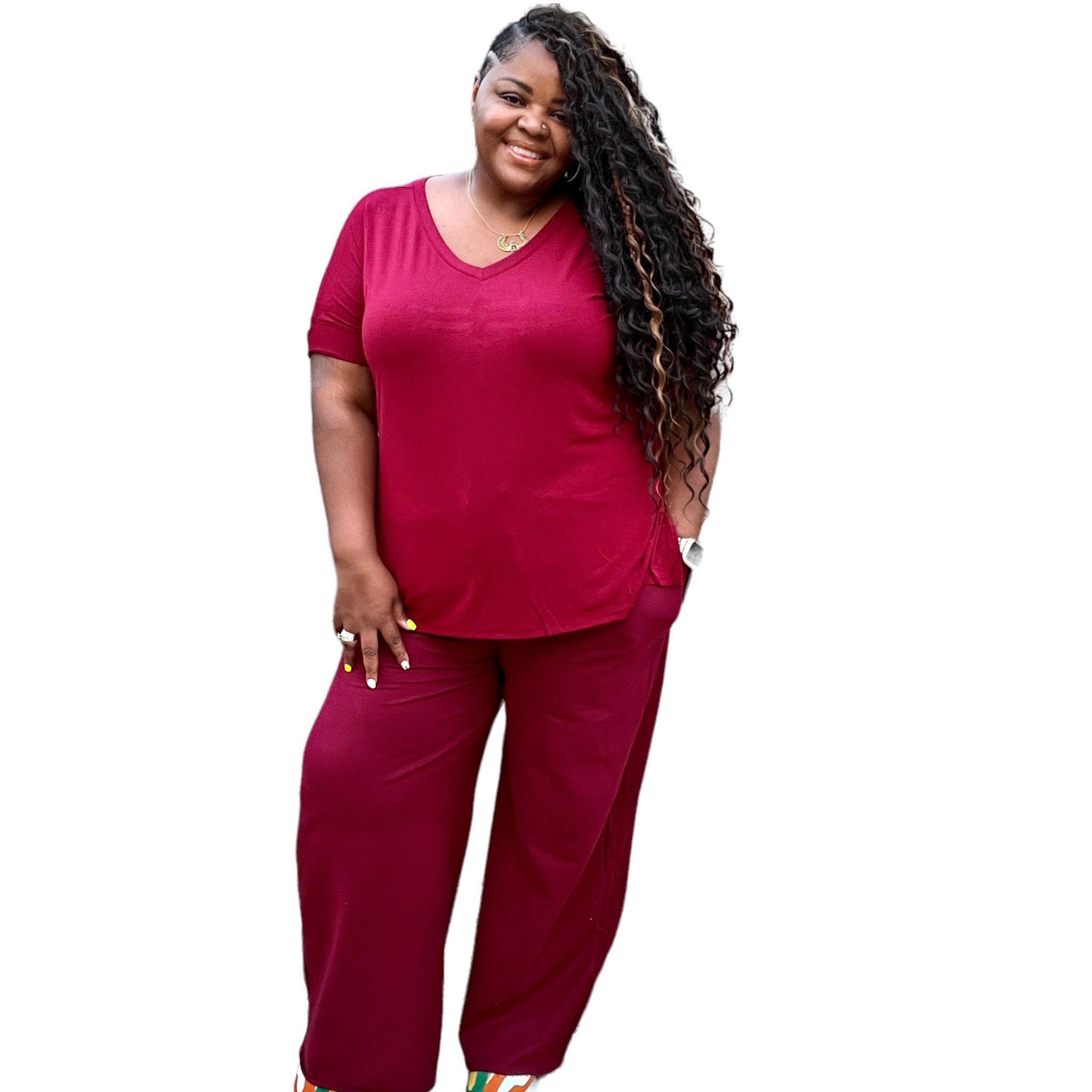 Women’s Plus Size French Terry Pants Set - Fabulously Dressed Boutique 