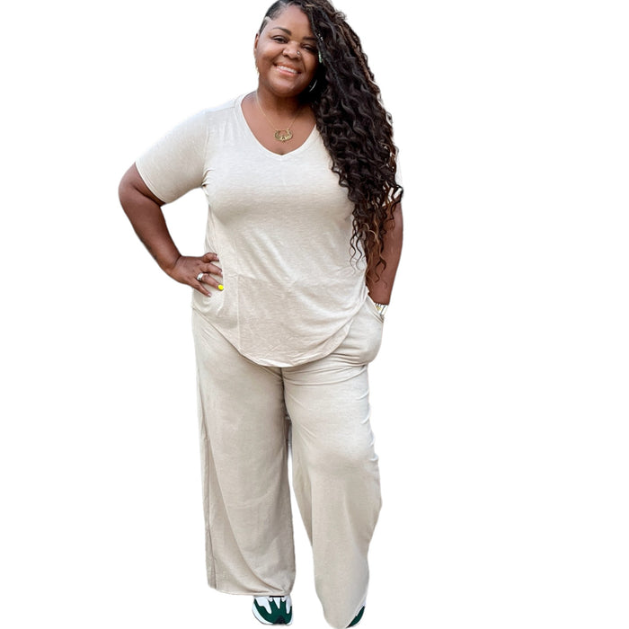 Women’s Plus Size French Terry Pants Set - Fabulously Dressed Boutique 