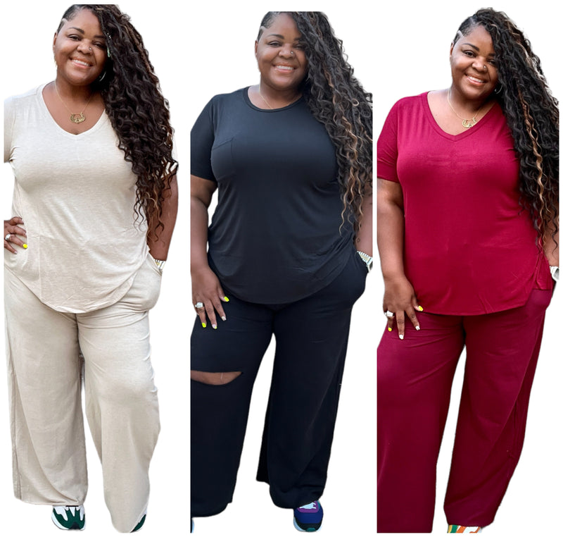 Women’s Plus Size French Terry Pants Set - Fabulously Dressed Boutique 