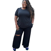 Women’s Plus Size French Terry Pants Set - Fabulously Dressed Boutique 