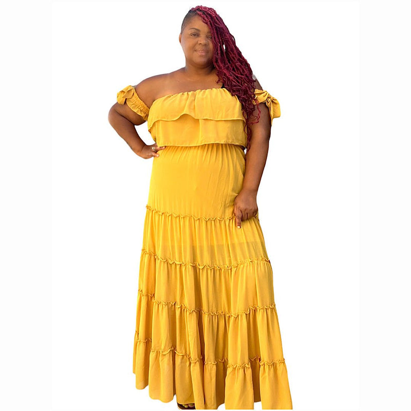 Honey Mustard Tired Maxi Dress - Fabulously Dressed Boutique 