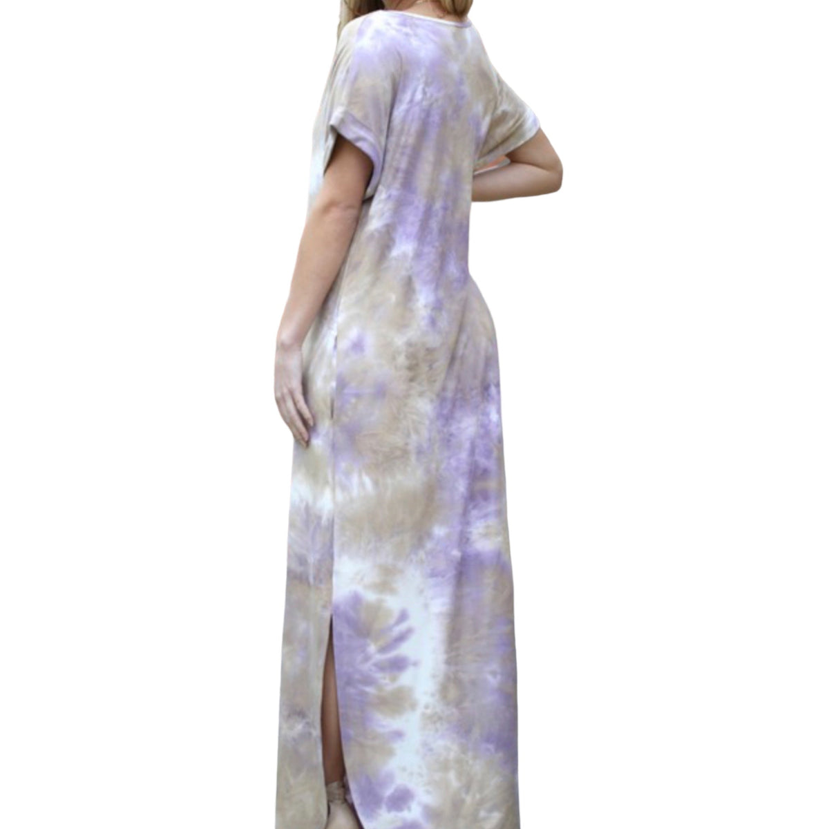 Women's Plus Size Lavender Tie Dye Tunic Maxi Dress - Fabulously Dressed Boutique 