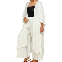 Women's Plus Size Off White Kimono Cardigan Set - Fabulously Dressed Boutique 