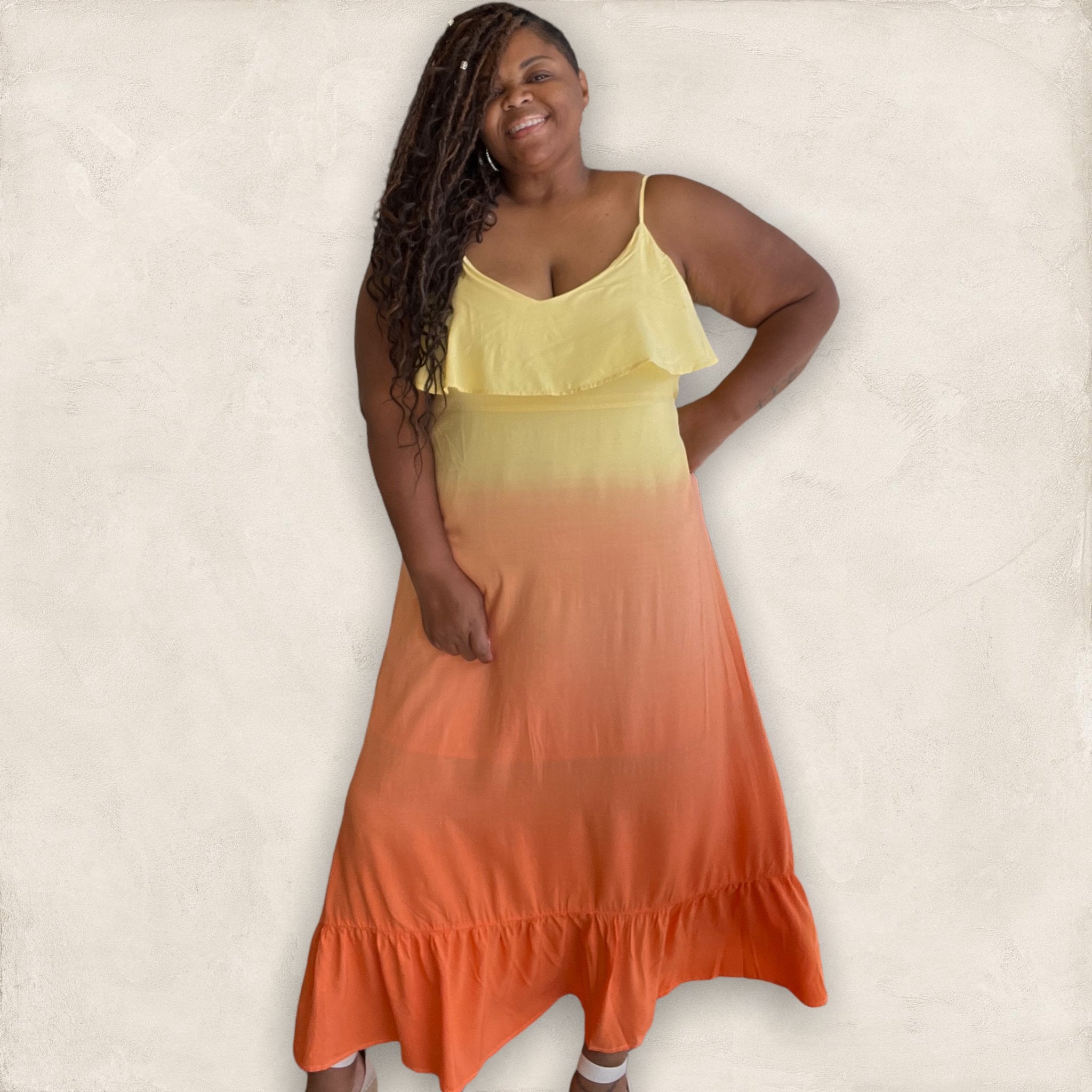 Plus size ombre maxi clearance dress