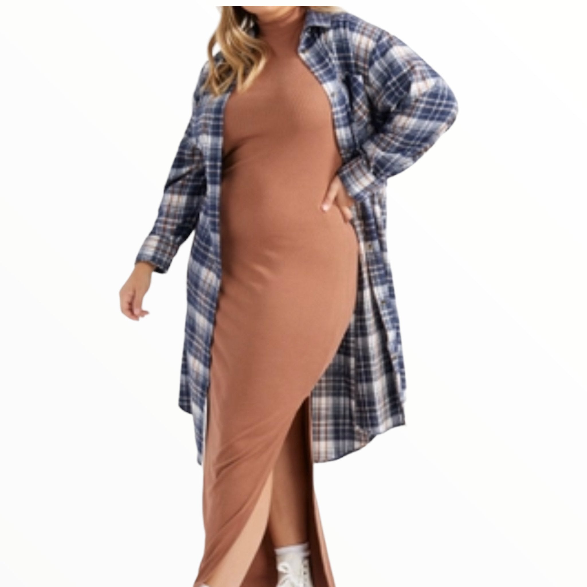 Women's Plus Size Plaid Duster/Dress - Fabulously Dressed Boutique