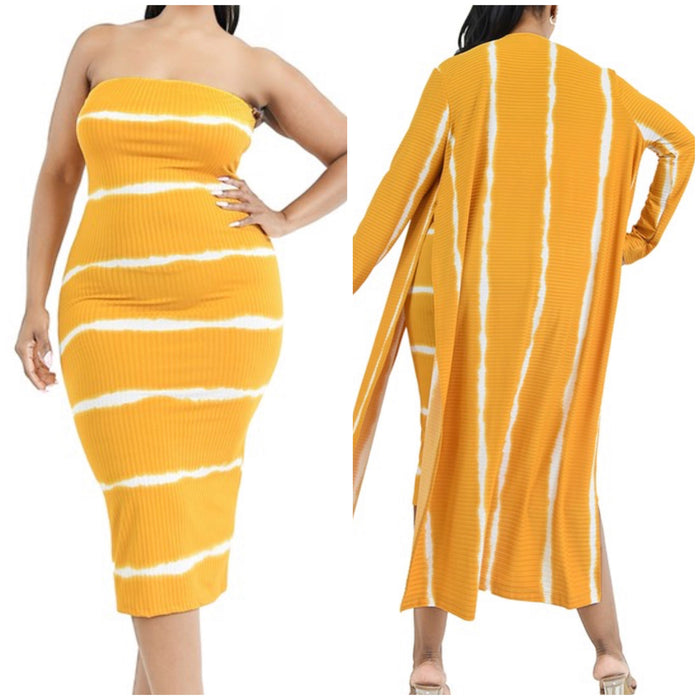 Women’s Plus Size Striped Halter Cardigan Set - Fabulously Dressed Boutique