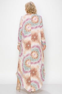 Women’s Plus Size Tie Dye Long Sleeve Maxi Dress - Fabulously Dressed Boutique