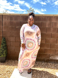 Women’s Plus Size Tie Dye Long Sleeve Maxi Dress - Fabulously Dressed Boutique