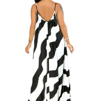 Women's Plus Size Wavy Hi Lo Print Maxi Dress - Fabulously Dressed Boutique 