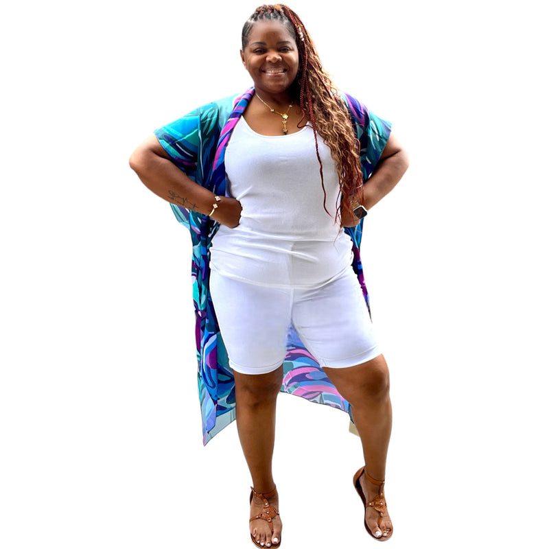 Women's Plus Size White Bermuda Shorts - Fabulously Dressed Boutique 