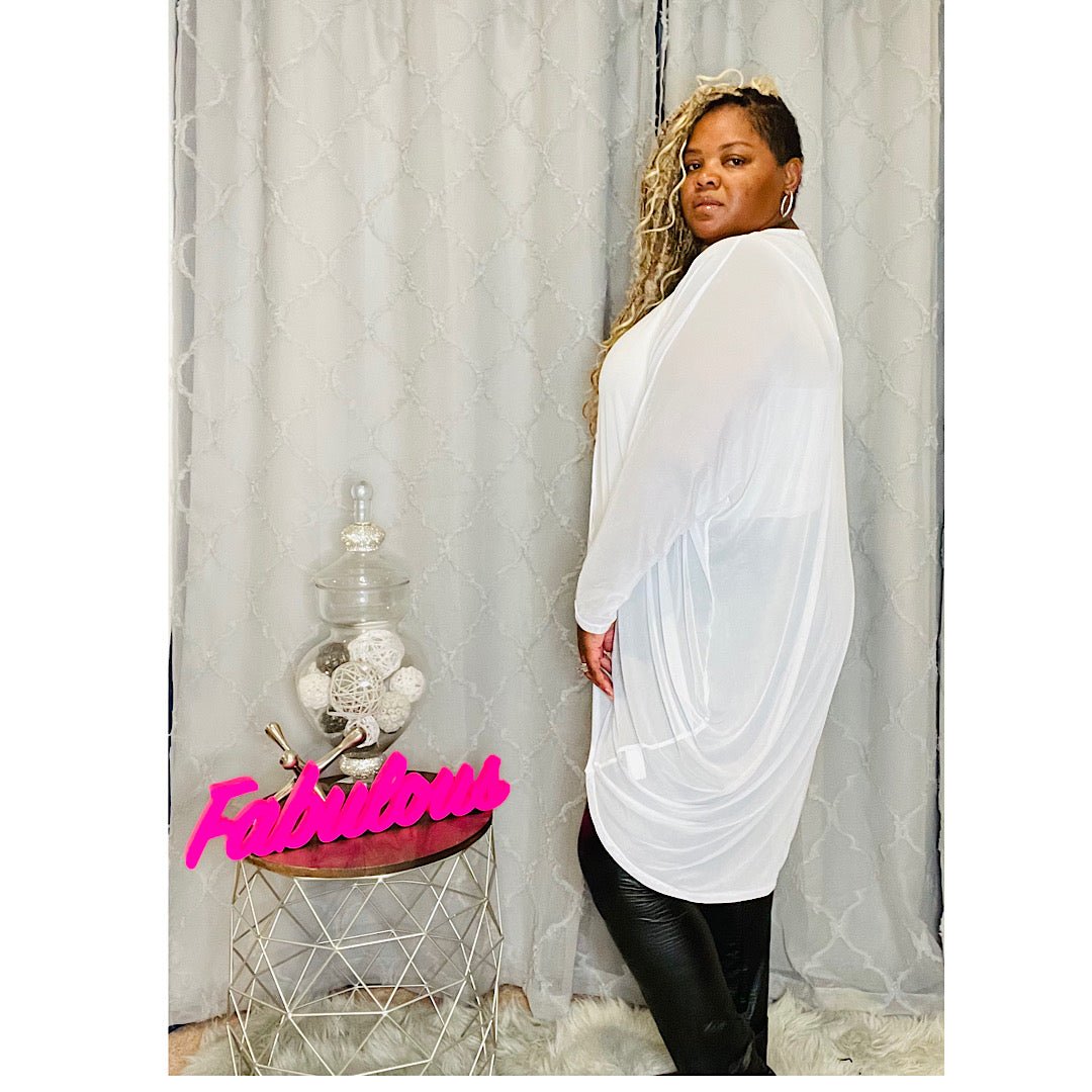 Women's Plus Size White Mesh Tunic / Cover up - Fabulously Dressed Boutique 