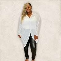 Women's Plus Size White Mesh Tunic / Cover up - Fabulously Dressed Boutique 