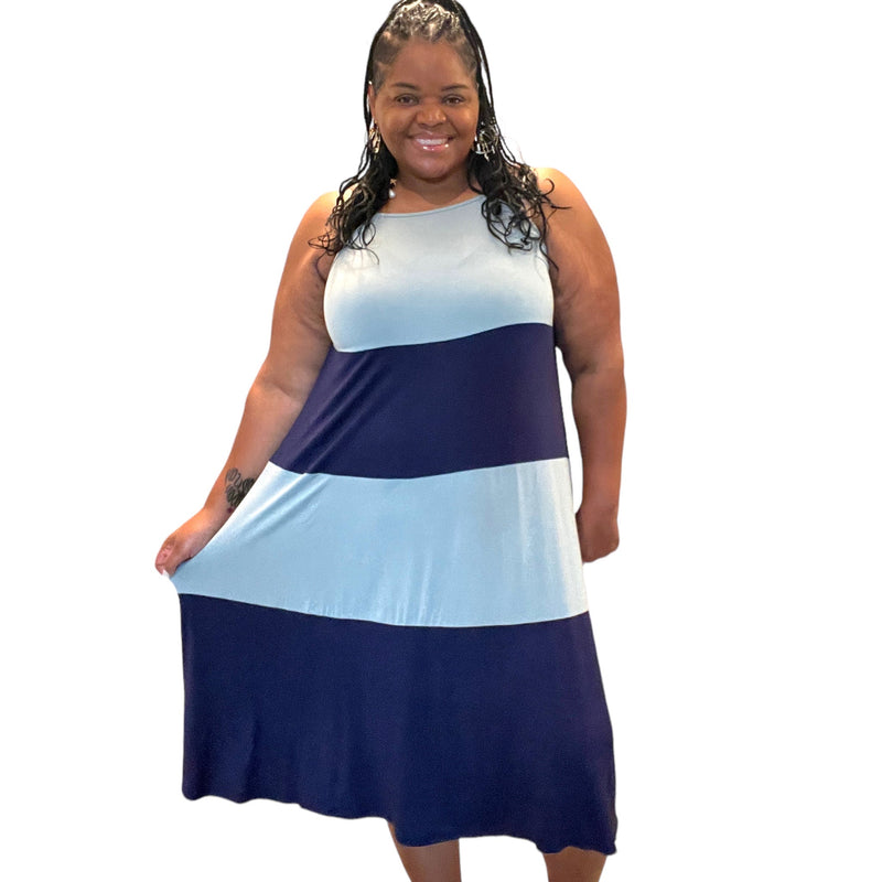 Women’s True Blue Plus Size Dress - Fabulously Dressed Boutique