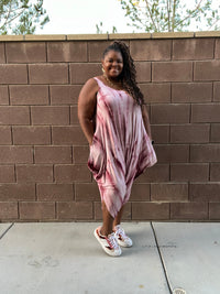 Women's Wine Tie Dye Harem Jumpsuit - Fabulously Dressed Boutique 